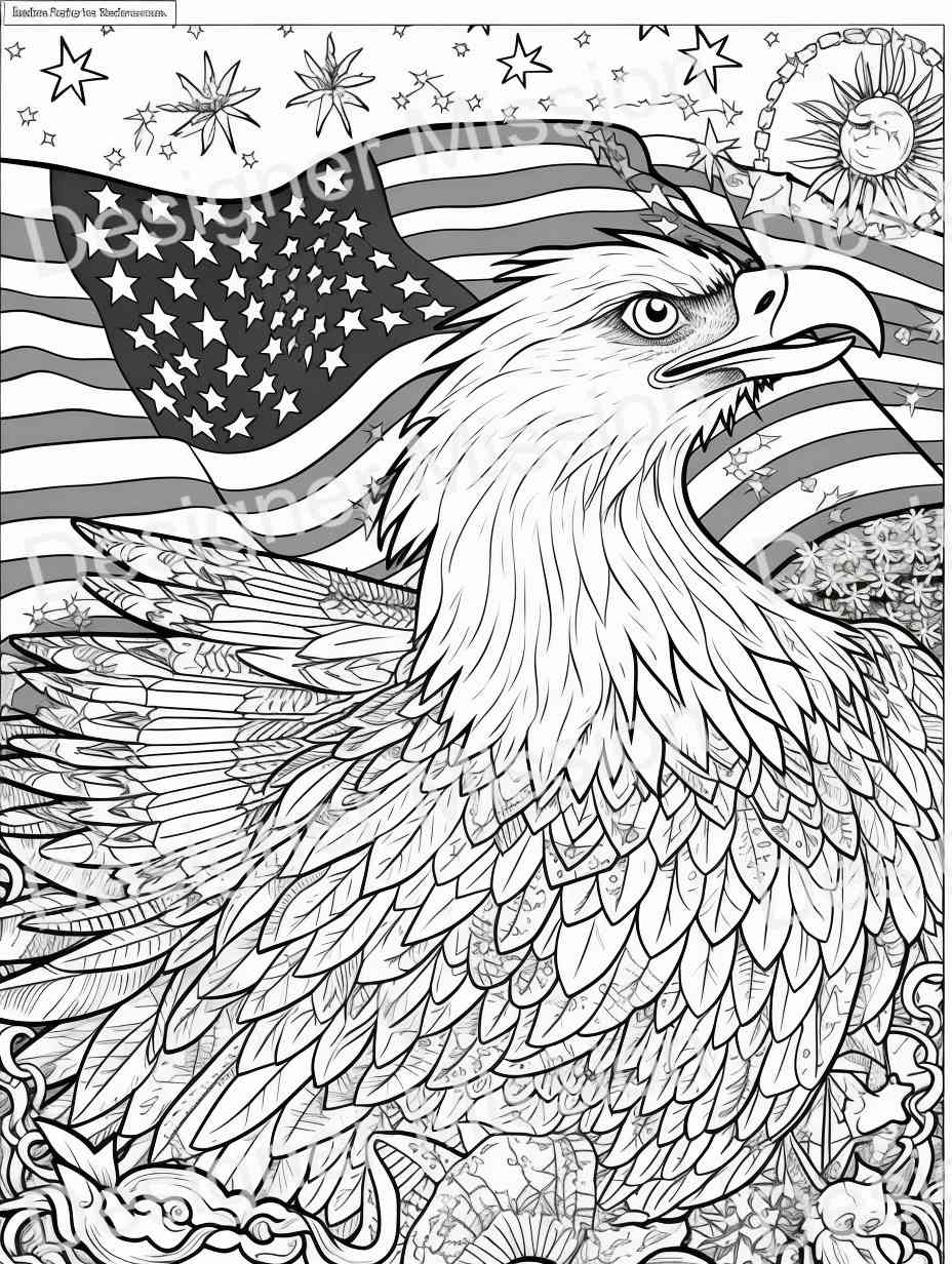 4th of july Eagle Coloring Page For Adults - 48521